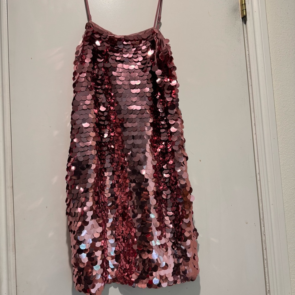 Rose Pink Sequin Slip Dress
